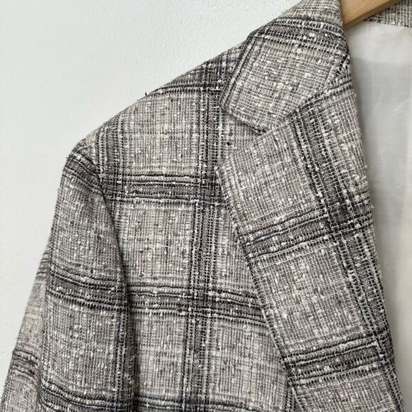 Suitsupply Men’s Textured Linen Blend Havana FL Cream Grey Black Check Windowpan - Picture 5 of 16